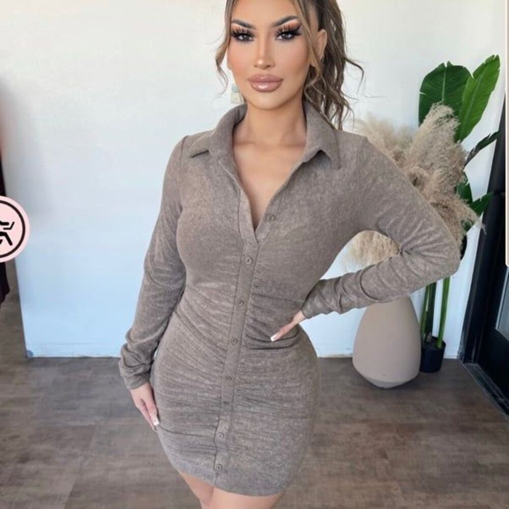Terrycloth mocha mini dress
